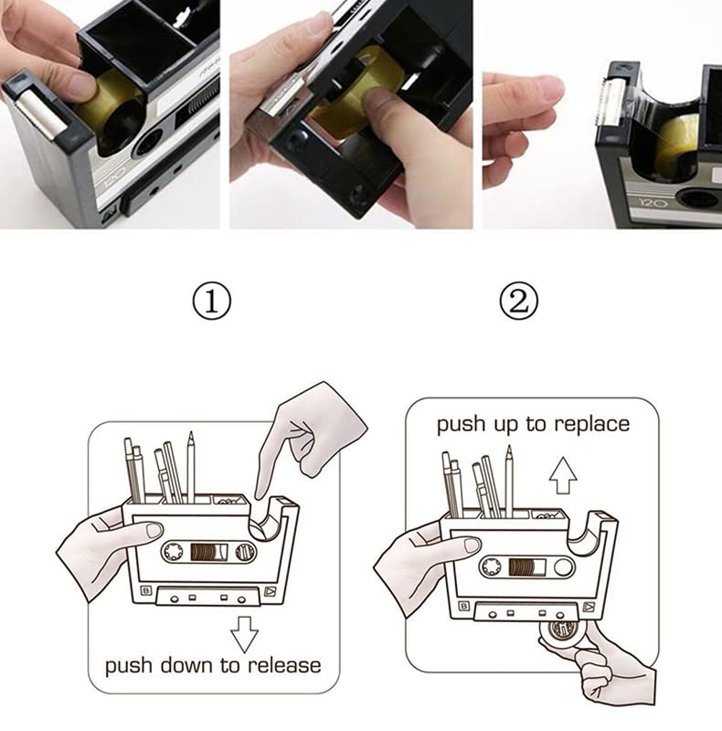 Retro Cassette Tape Dispenser Stationery Holder