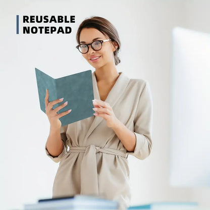 Reusable PU Leather Whiteboard Notebook