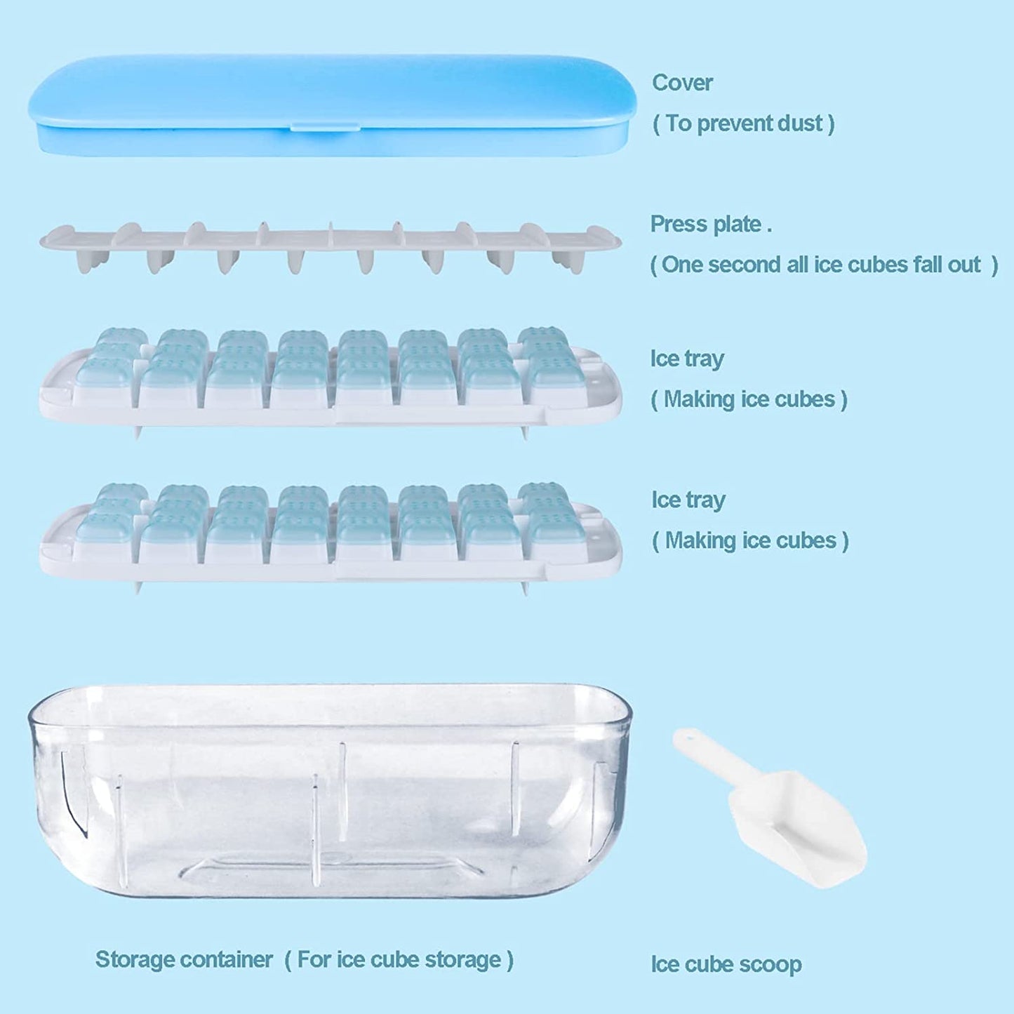 Ice Cube Storage Box with 2 Ice Trays