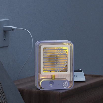 Portable Battery Fan with Mist Spray and LED Night Light