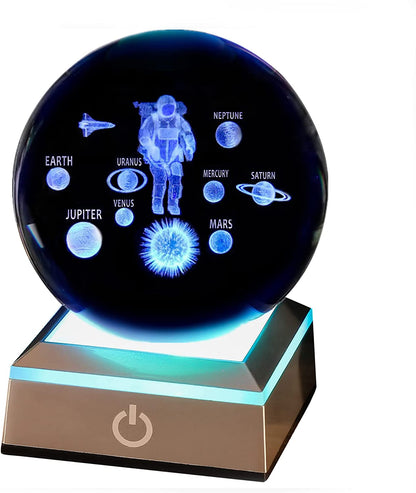 8cm 3D Crystal Ball with Colour Changing Light Up Base