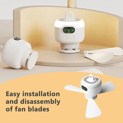 Portable Ceiling Camping Fan with Light – 8000mAh Battery, Remote Control Timer