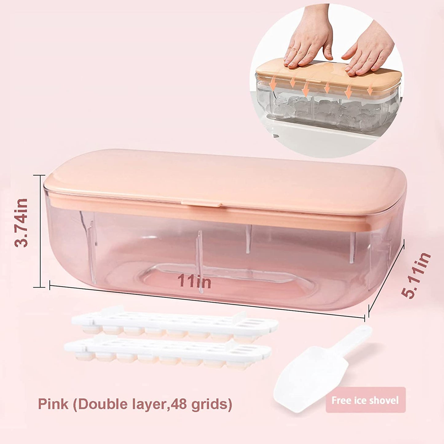 Ice Cube Storage Box with 2 Ice Trays