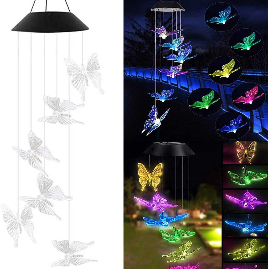 Solar Colour Changing LED Butterfly Hanging Lamp