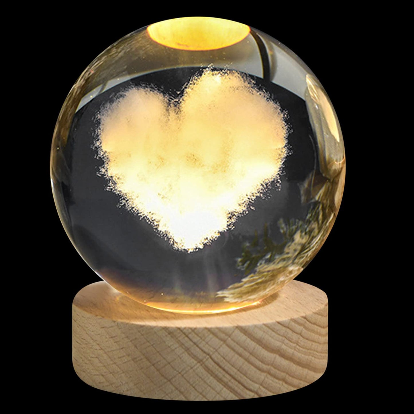 3D Galaxy Crystal Ball LED Night Light With Wooden Base