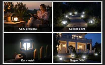 Solar LED Cube Light Post