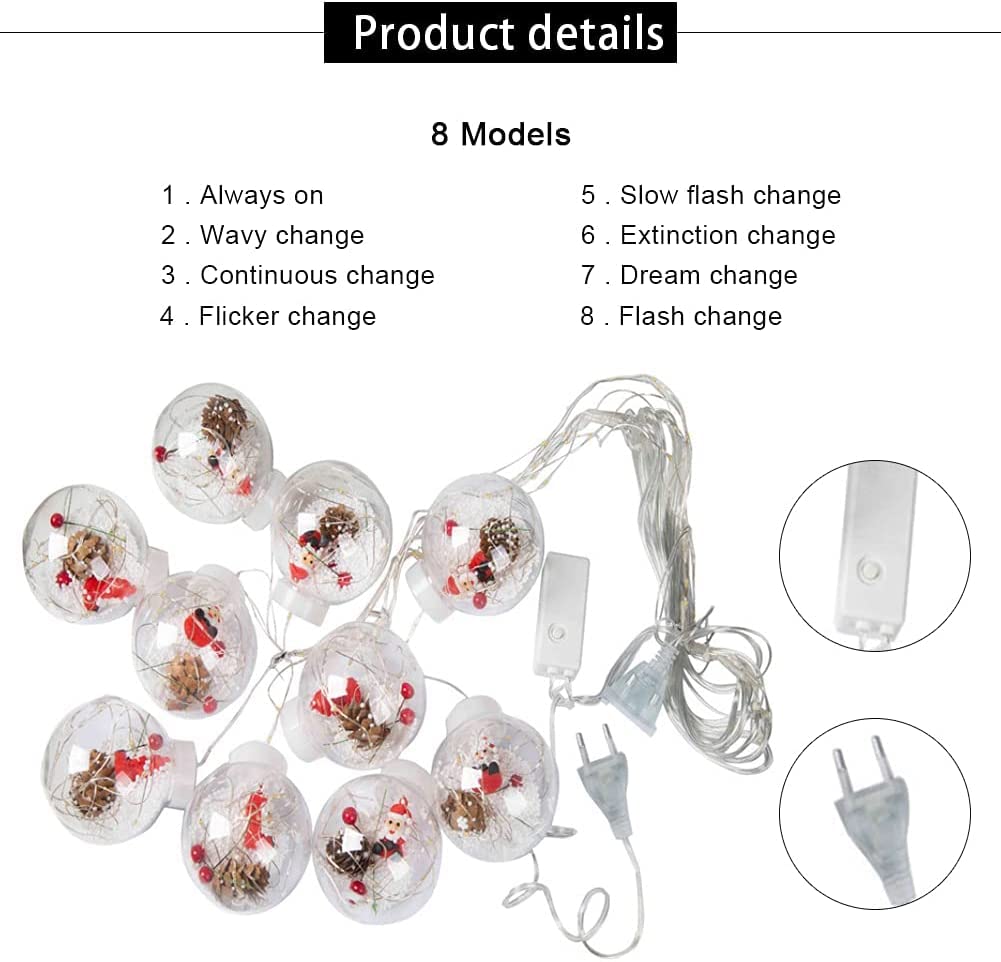 Snow Globe Santa Fairy Bulbs - 3m