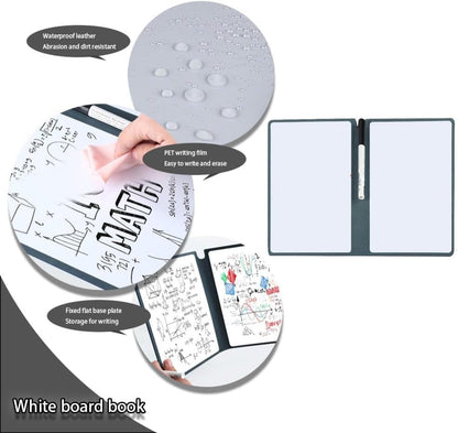 Reusable PU Leather Whiteboard Notebook