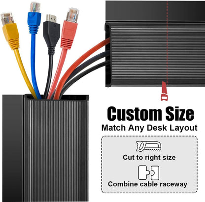 Cable Raceway Under Desk Cable Management – 40cm J‑Channel Cord Organizer
