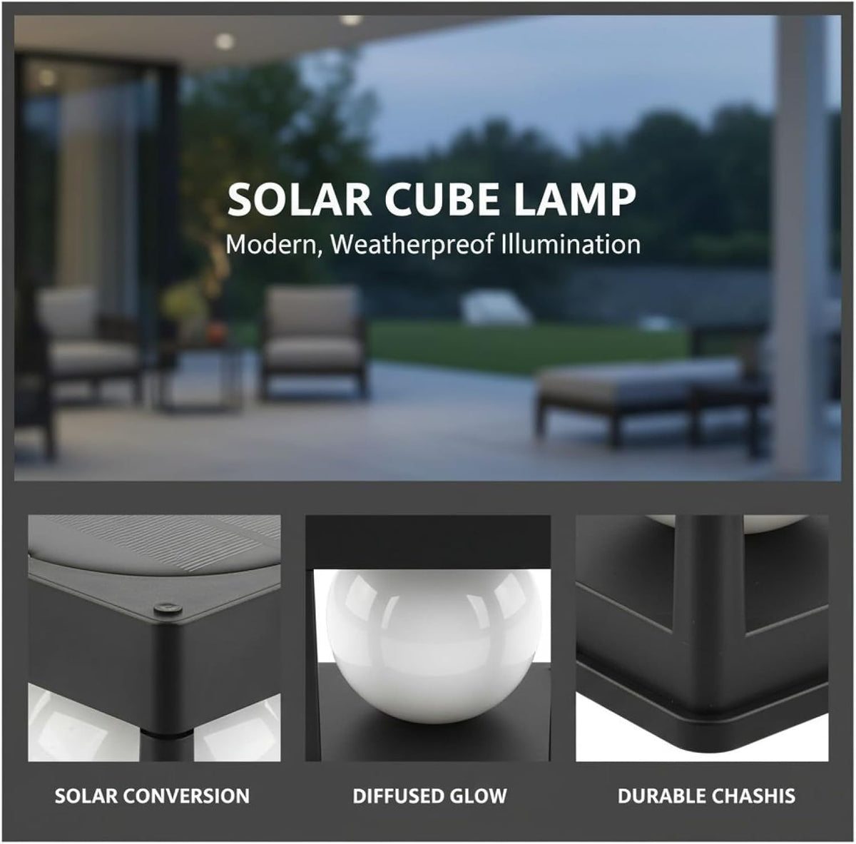 Solar LED Cube Light Post