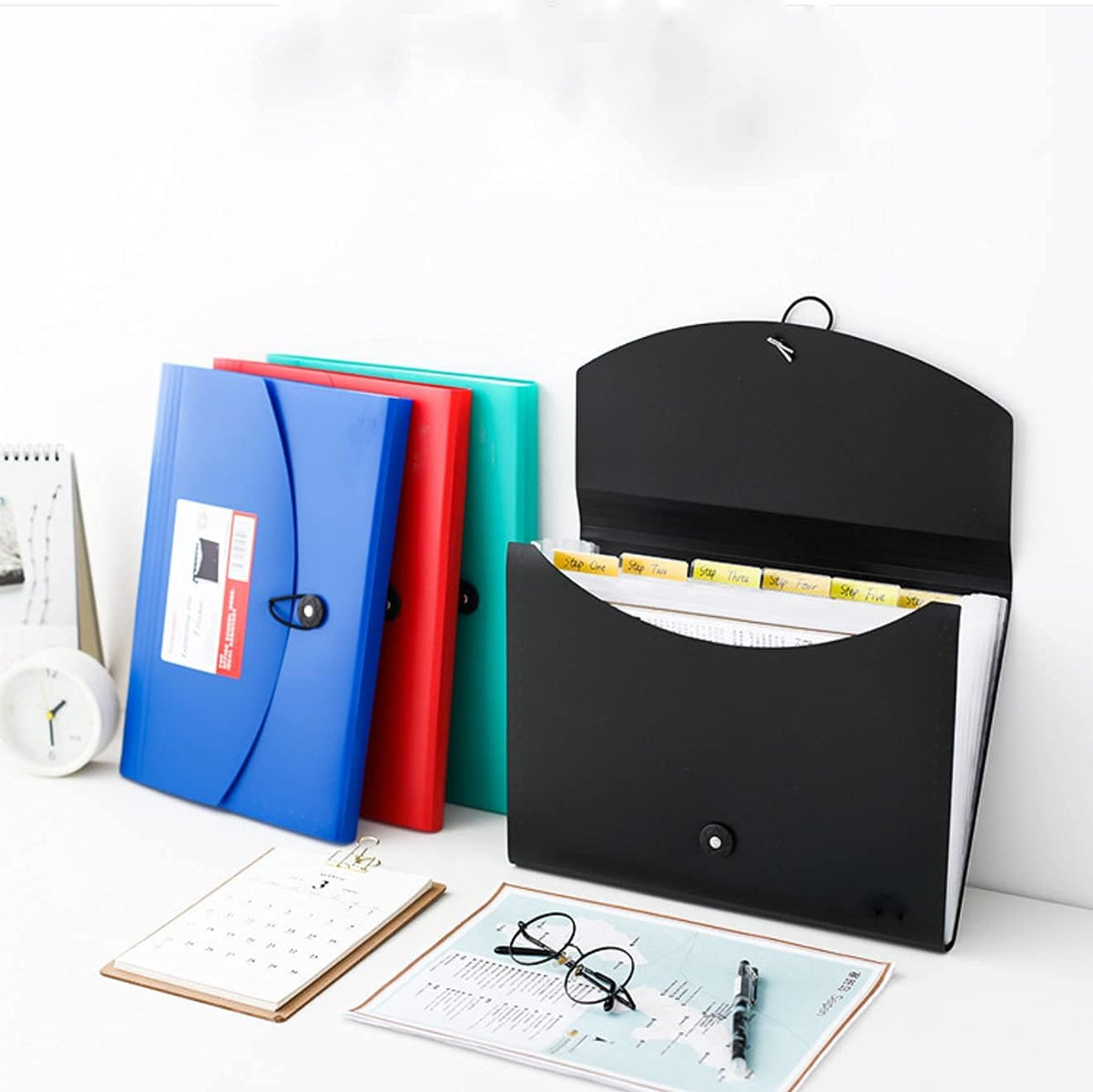 7 Pockets Expanding File Folders with Cord Button Closure