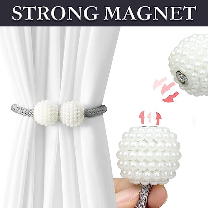 Magnetic Pearl Curtain Tie Back - 2 Pack