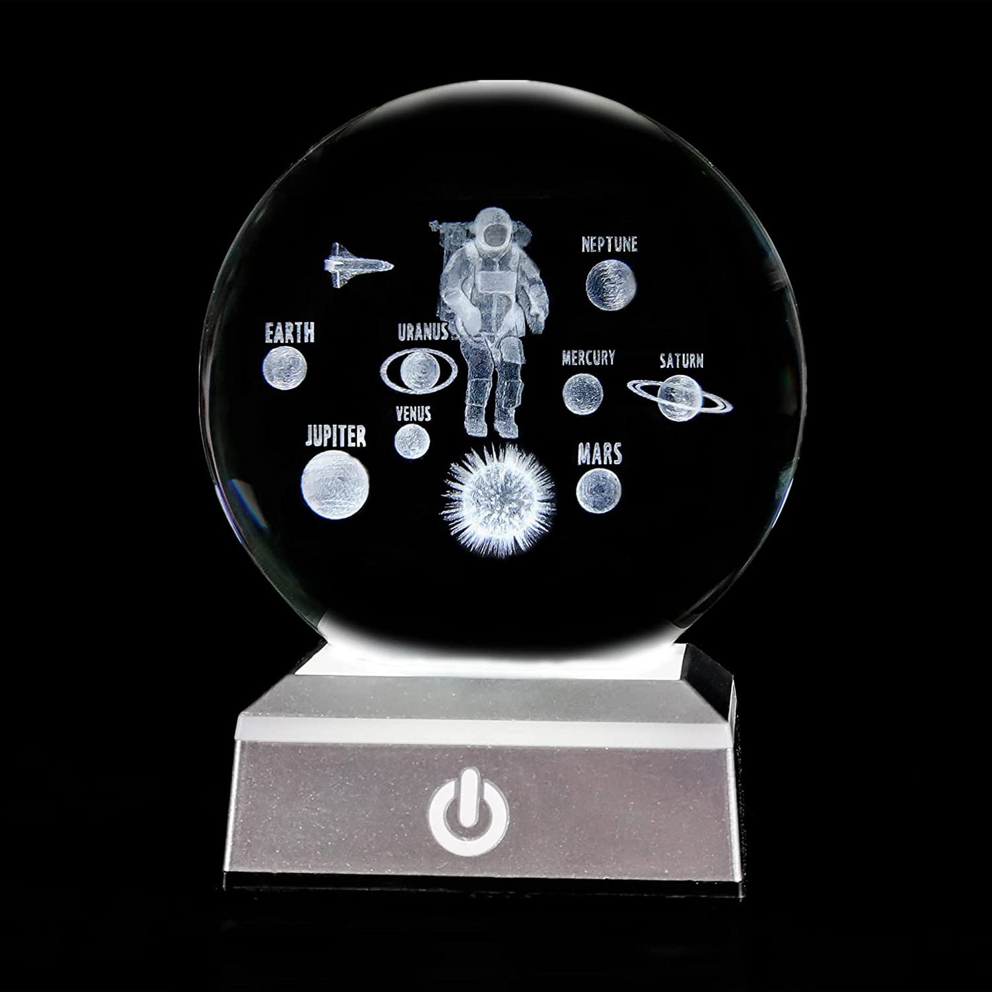 8cm 3D Crystal Ball with Colour Changing Light Up Base