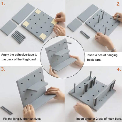 Pegboard Storage Shelf With sticker Pegs