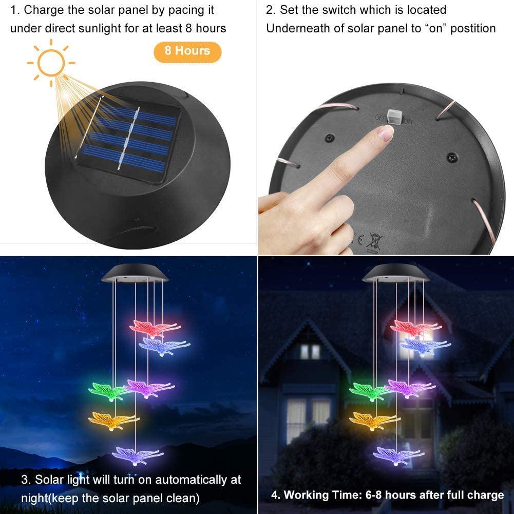 Solar Colour Changing LED Butterfly Hanging Lamp