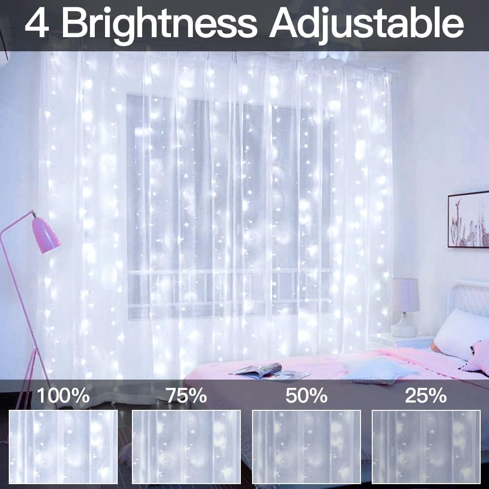 300 LED Outdoor Waterproof Curtain String Lights with Remote