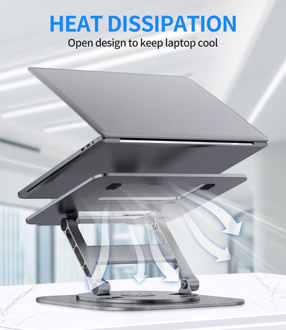 Adjustable Metal Laptop Stand with 360° Rotating Base