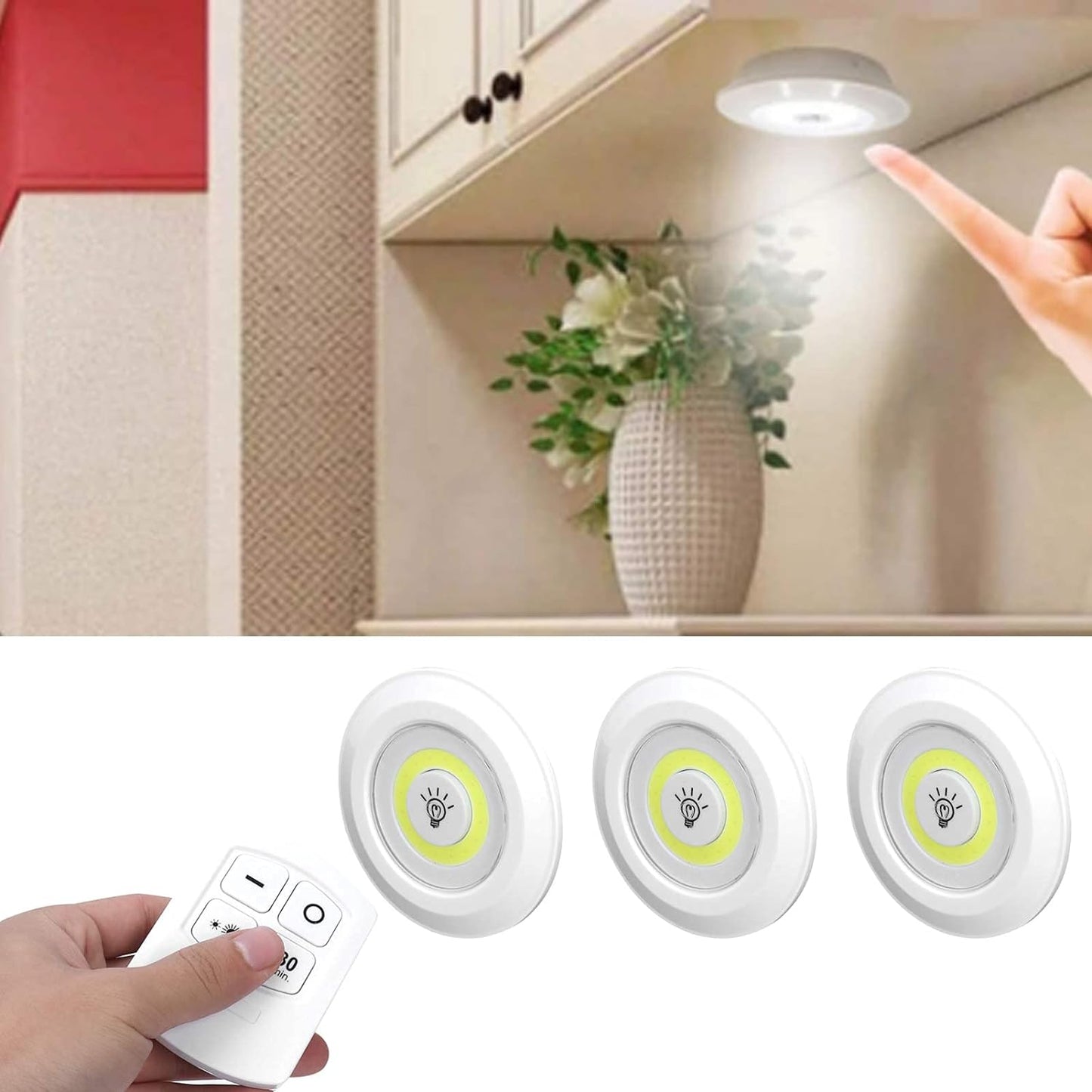 Set of 3 COB LED Lights with Remote Control