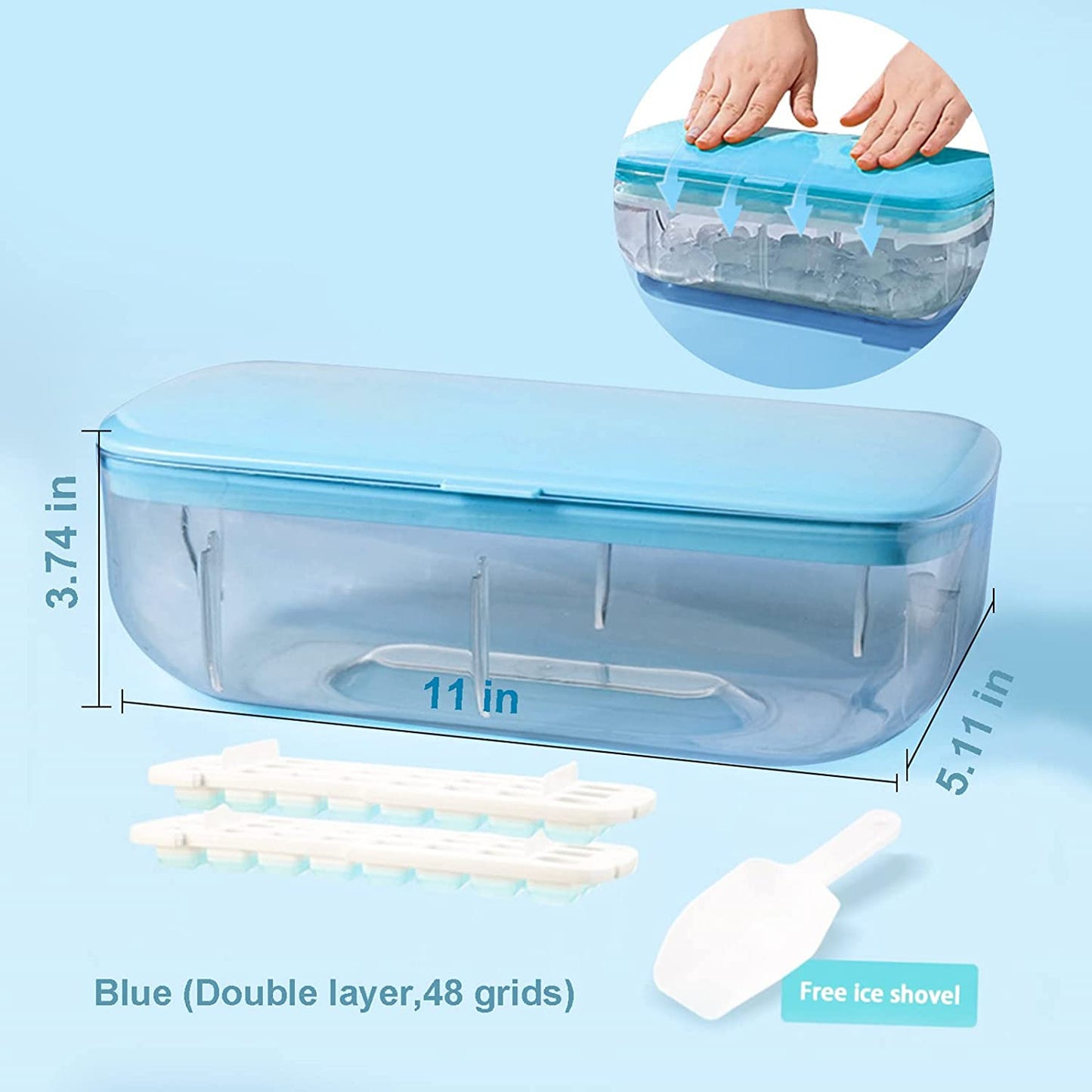 Ice Cube Storage Box with 2 Ice Trays