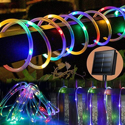 Solar Outdoor PVC Tube String Light -  200 LEDs, Copper Wire, IP65 Waterproof