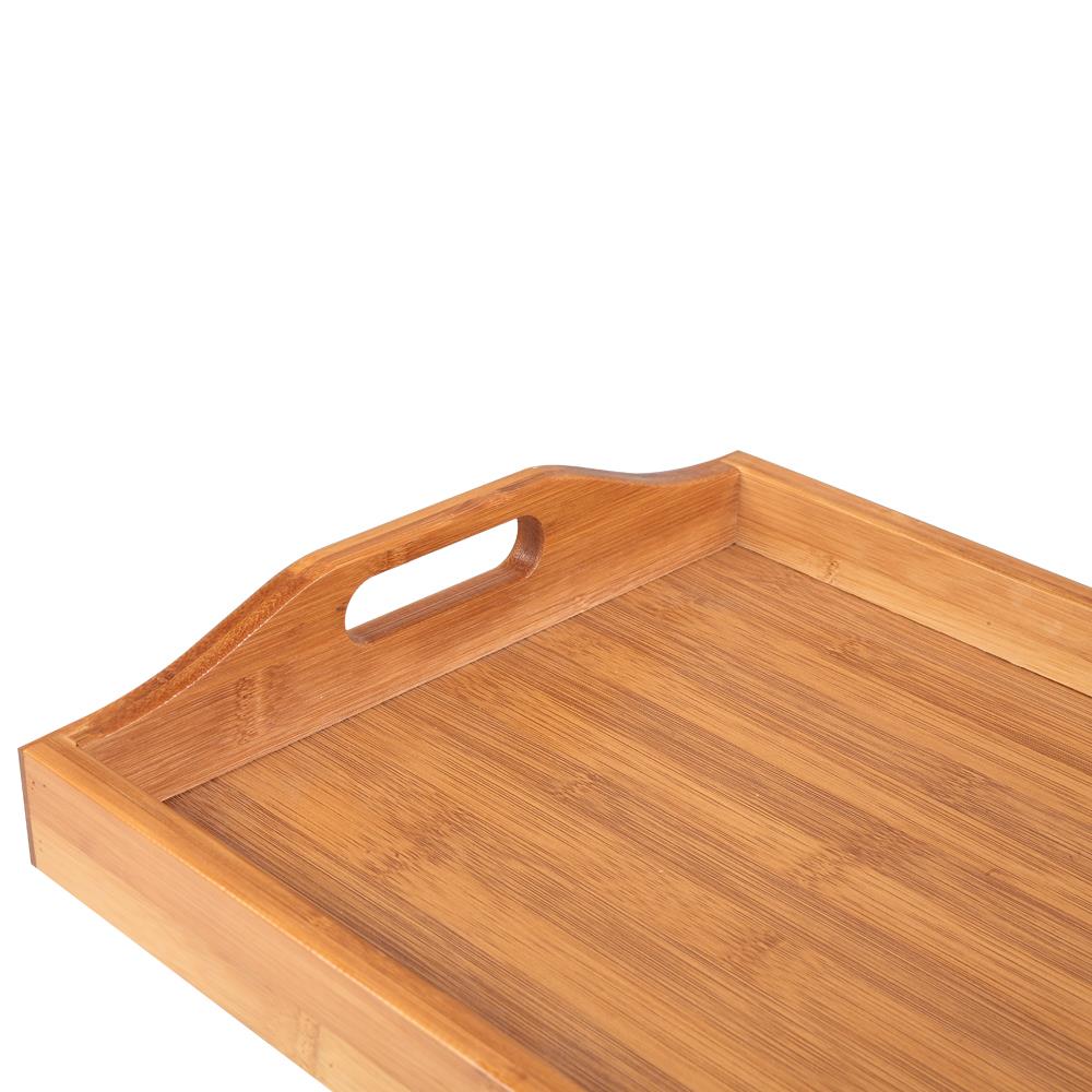 Bamboo Wood Serving Tray with Handles - 3 Pieces