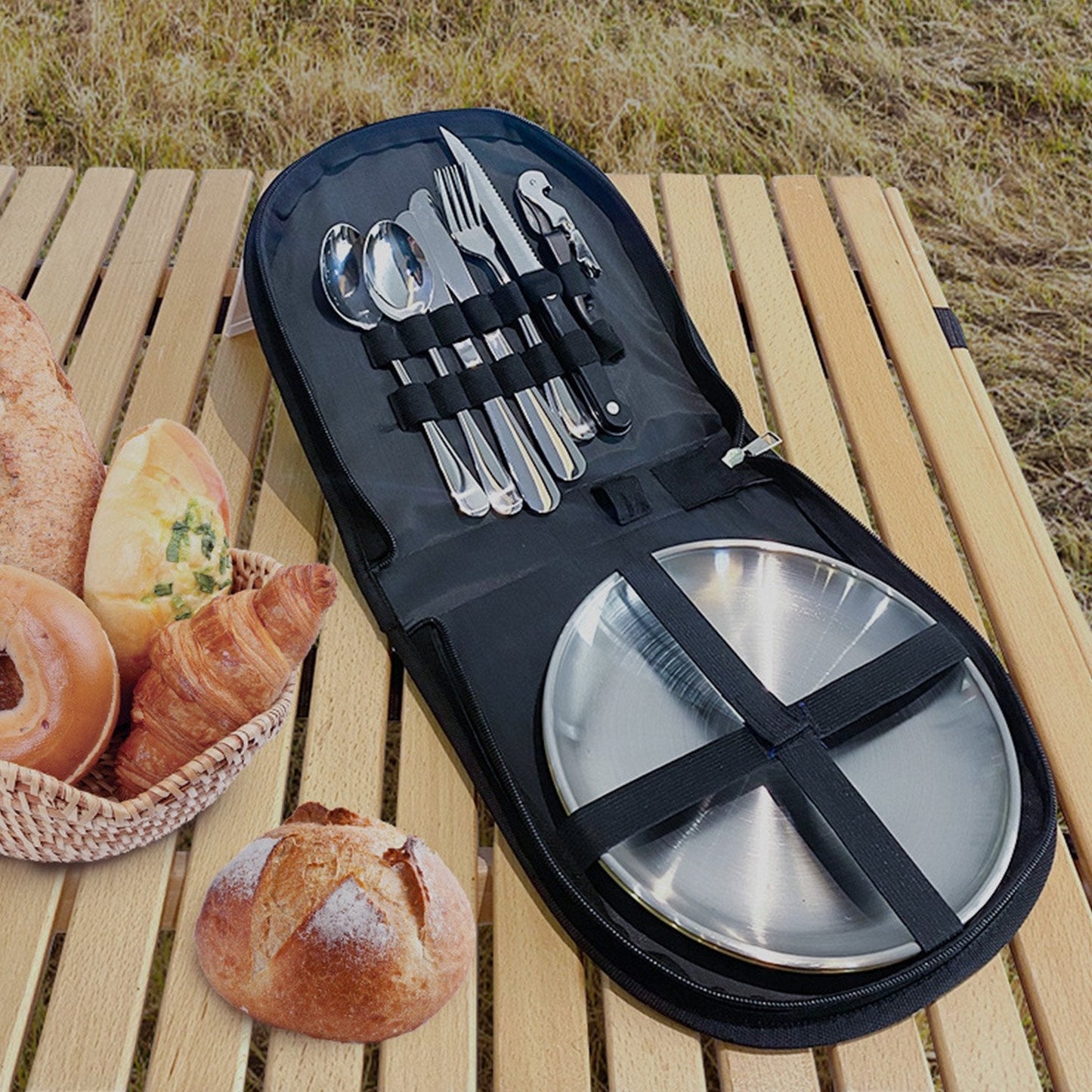 Stainless Steel Camping Cutlery Set - 11pc