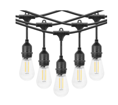 10m Outdoor String Lights – 20 LED Globe Bulbs (Black Cable)
