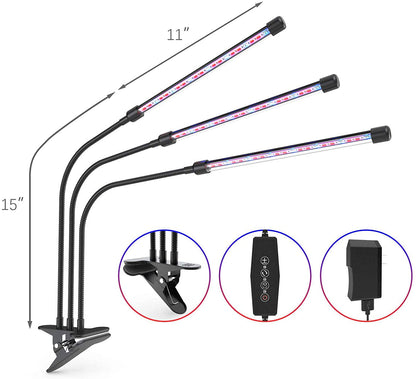 3-Head Grow Light for Indoor Plants