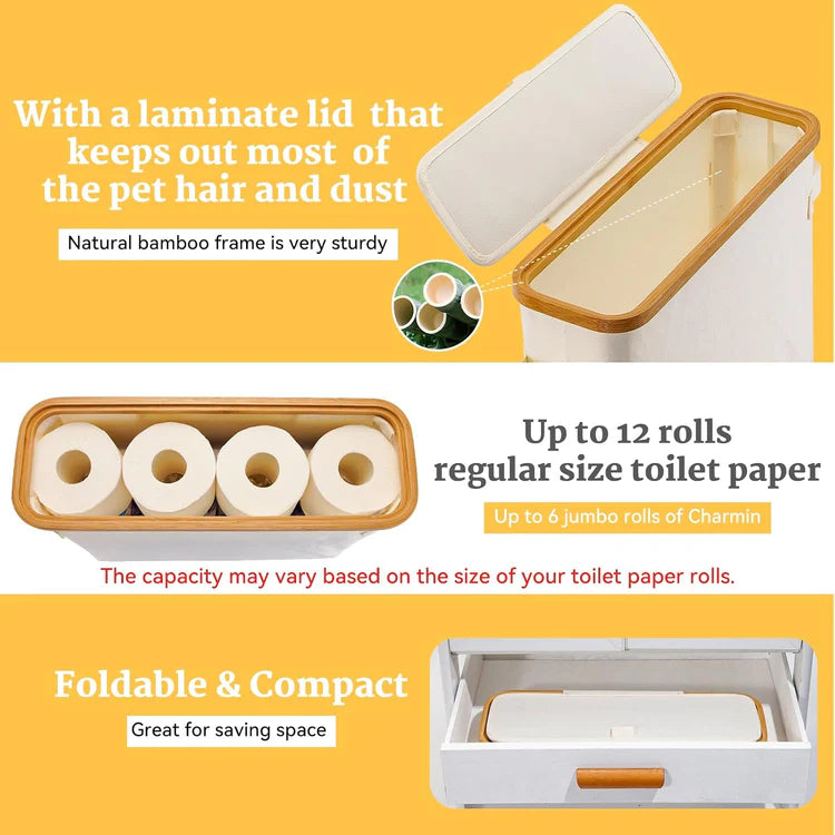 HideAway Bamboo Toilet Paper Storage Bin