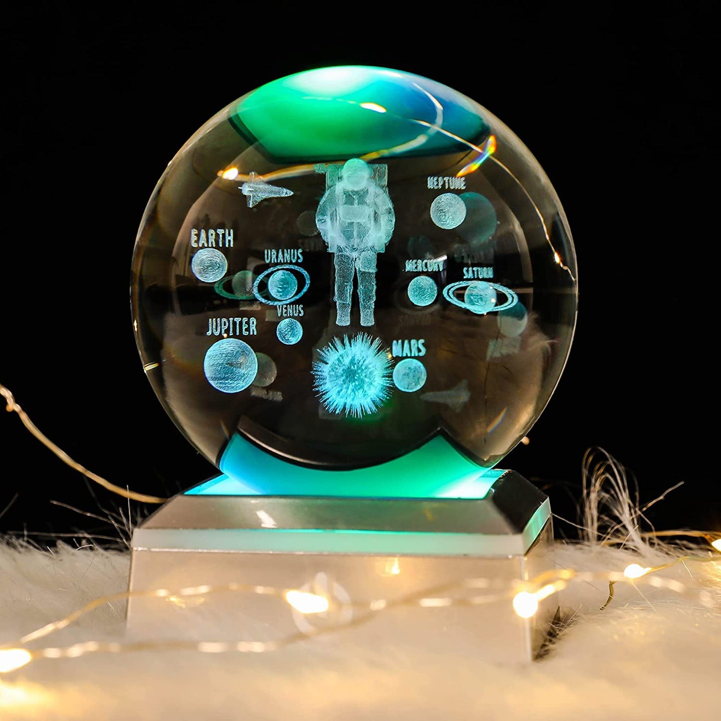 8cm 3D Crystal Ball with Colour Changing Light Up Base