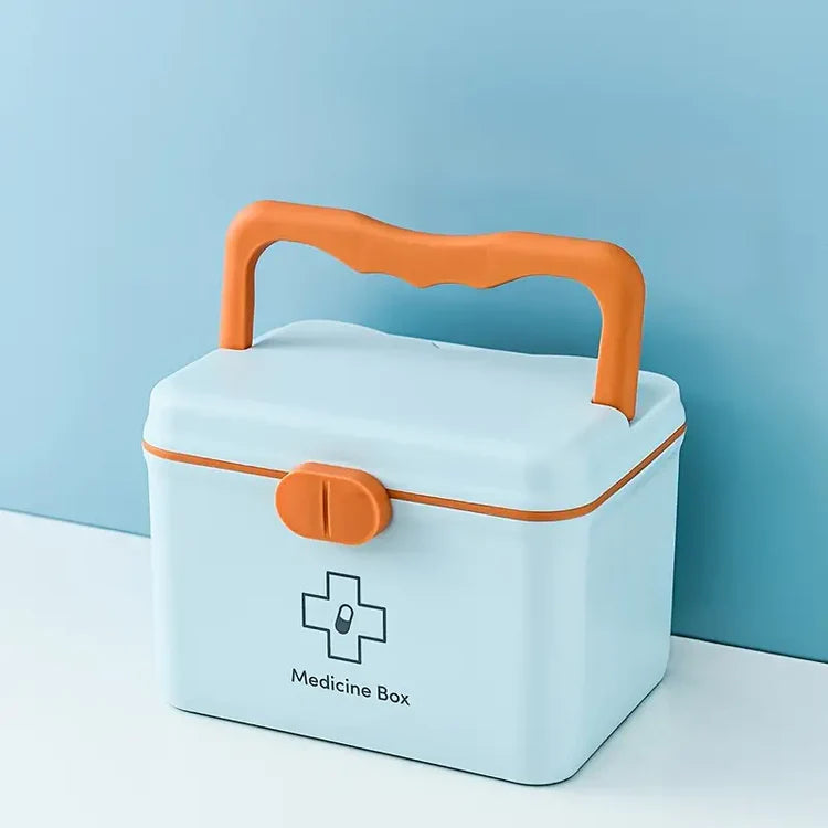 Portable First-Aid & Medicine Storage Box – 2-Tier Design