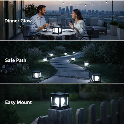 Solar LED Cube Light Post