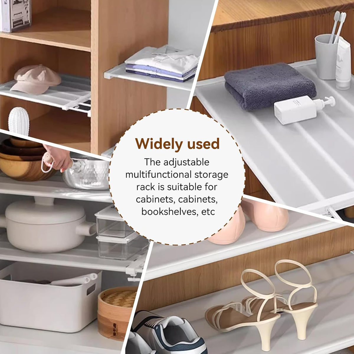Tension Shelf Expandable Storage Rack – Adjustable Closet Cabinet Divider (29 cm – 47.5 cm)