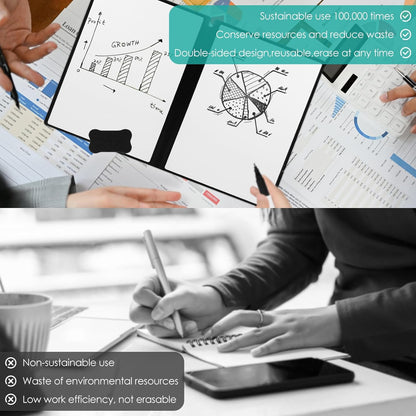 Reusable PU Leather Whiteboard Notebook