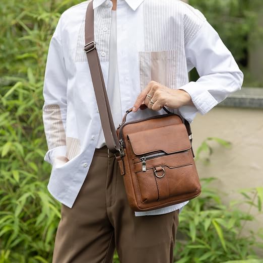 Casual Carrier Men’s Crossbody Faux Leather Shoulder Bag