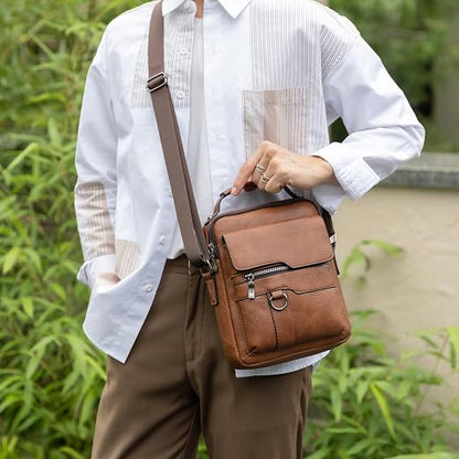 Casual Carrier Men’s Crossbody Faux Leather Shoulder Bag