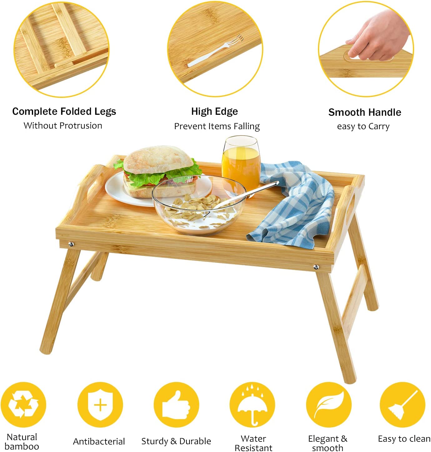 Bamboo Foldable Bed Table or Serving Tray