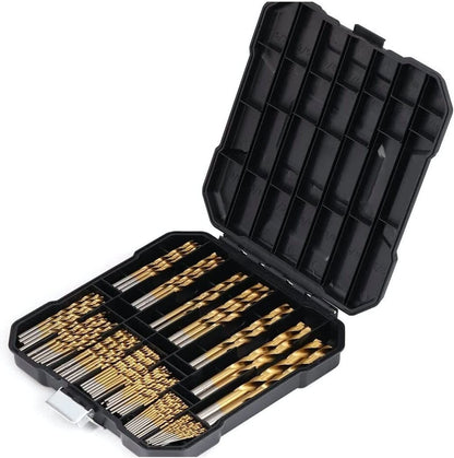 100 Pcs Titanium Drill Bit Set with Storage Case