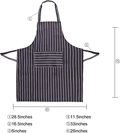 Stripe Kitchen Apron with Pocket