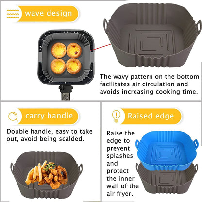 Square Silicone Air Fryer Liner 20cm