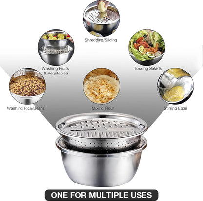 ChefMate 3‑in‑1 Stainless Steel Colander Se