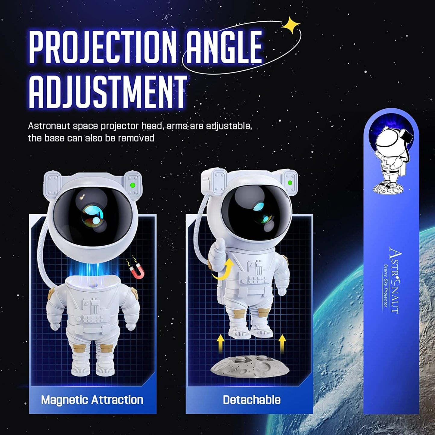 Astronaut Galaxy Projector with Backup Battery | Night Light