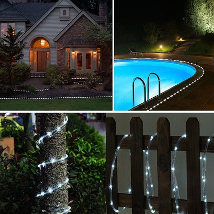 Solar Outdoor PVC Tube String Light -  200 LEDs, Copper Wire, IP65 Waterproof