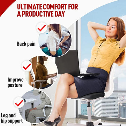 Ergonomic Memory Foam Seat Cushion Lumbar Support Pillow Combo