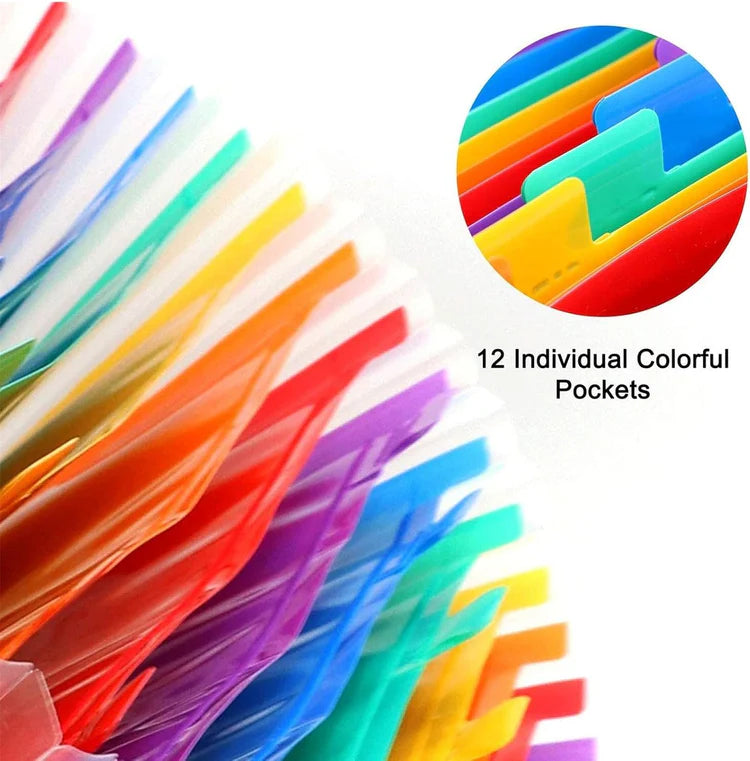 A4 Accordion Expandable Document Folder - 12 Colour Coded Slots