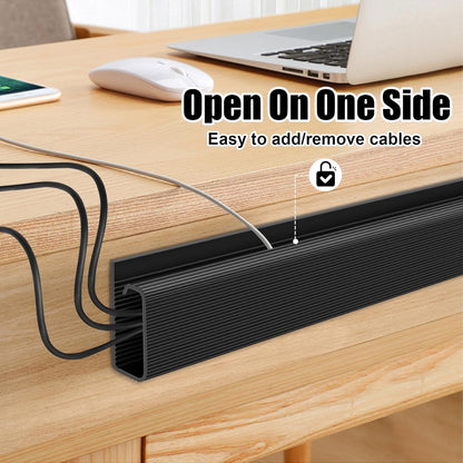 Cable Raceway Under Desk Cable Management – 40cm J‑Channel Cord Organizer