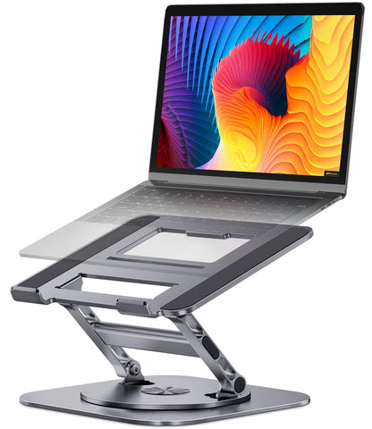 Adjustable Metal Laptop Stand with 360° Rotating Base