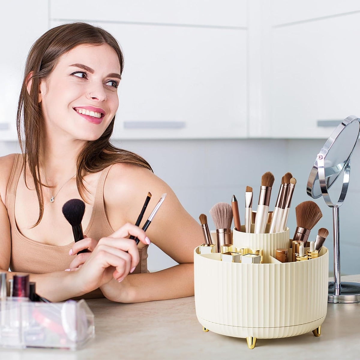 Rotating Makeup Brush Holder Organizer