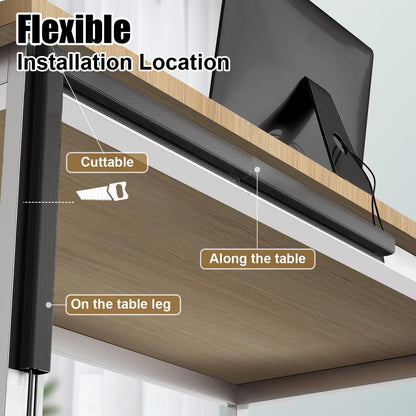 Cable Raceway Under Desk Cable Management – 40cm J‑Channel Cord Organizer
