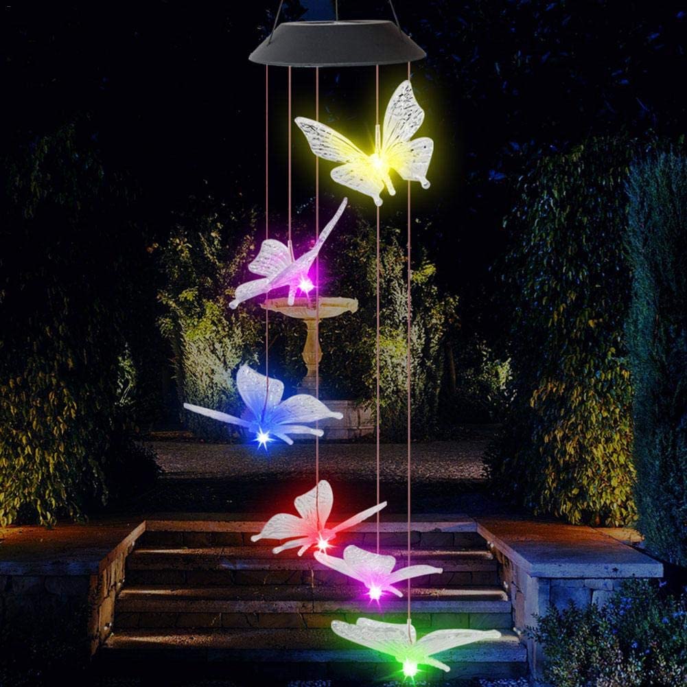 Solar Colour Changing LED Butterfly Hanging Lamp